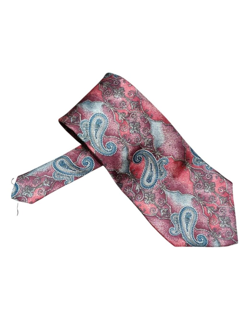 Vintage American Traditions Red Gray Paisley Wide Necktie Retro Preppy USA Tie